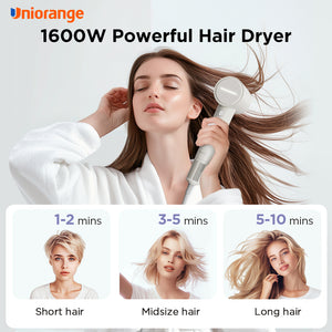 1600W powerfurl hair dryer H6,1 minute to dry short hair,3 minutes to dry midsize hair and 5mins to dry long hair