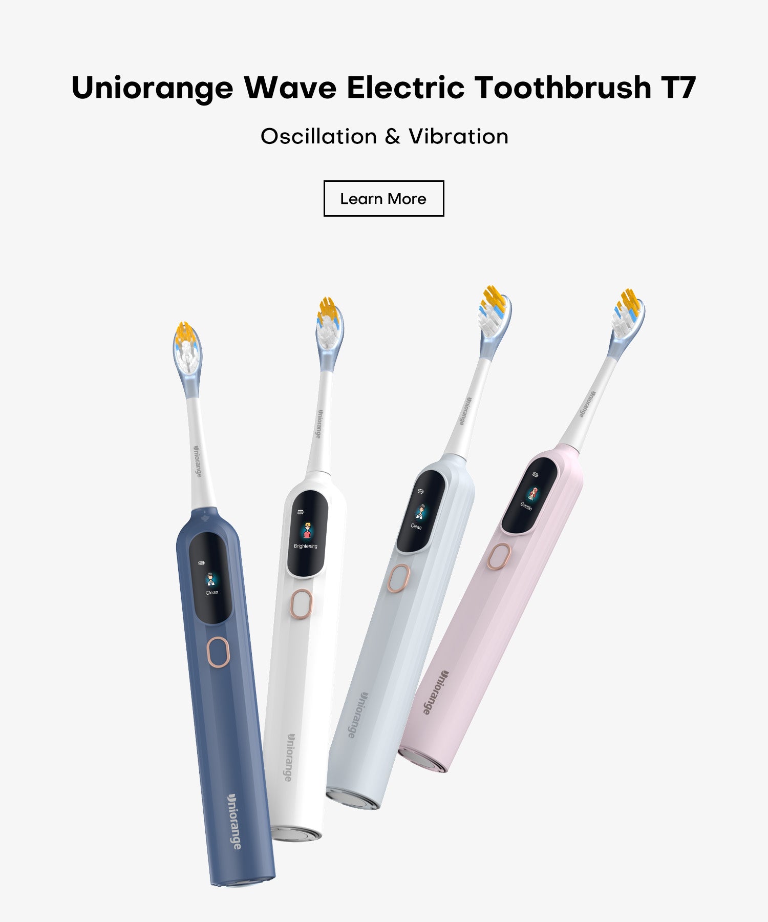 Uniorange wave electric toothbrush T7,dual-action oscillation & vibration